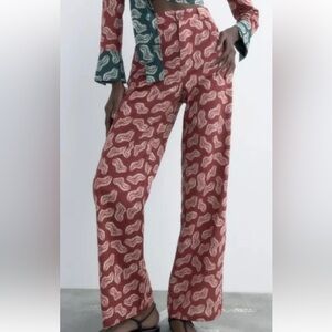 Zara The Jasmine Wide Leg High Rise Pant size M